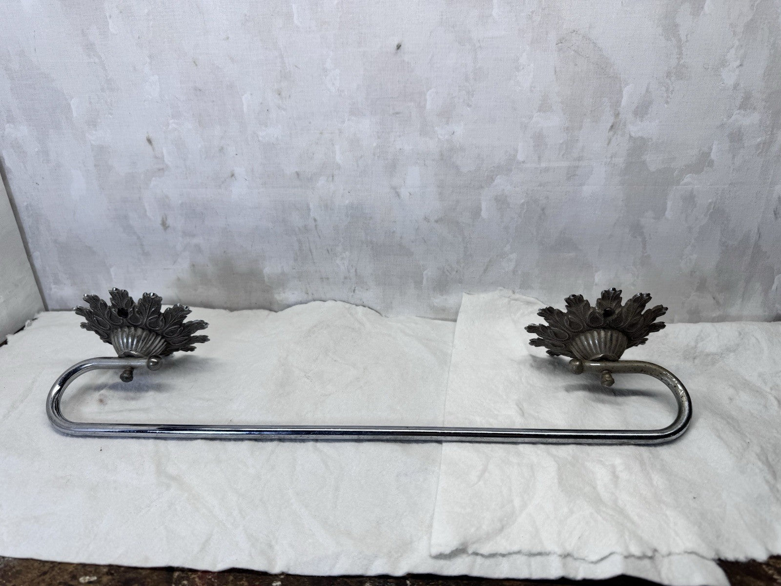 Ornate Metal Towel Bar Vintage