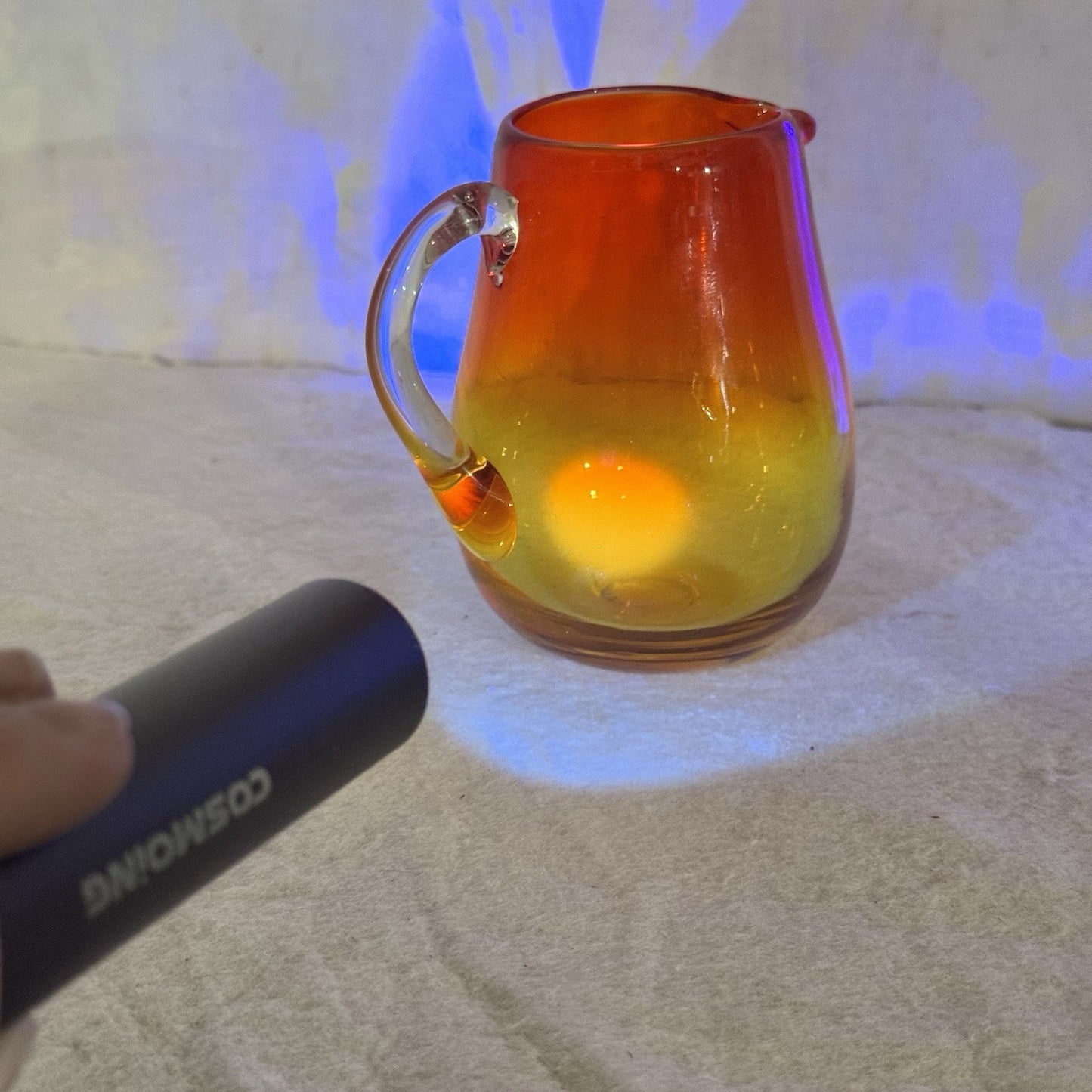 Amberina Glass Creamer Small Pitcher Vintage 