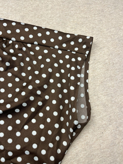 1960-70s Women’s Brown Knit Polka  Dot S Sleeve Top