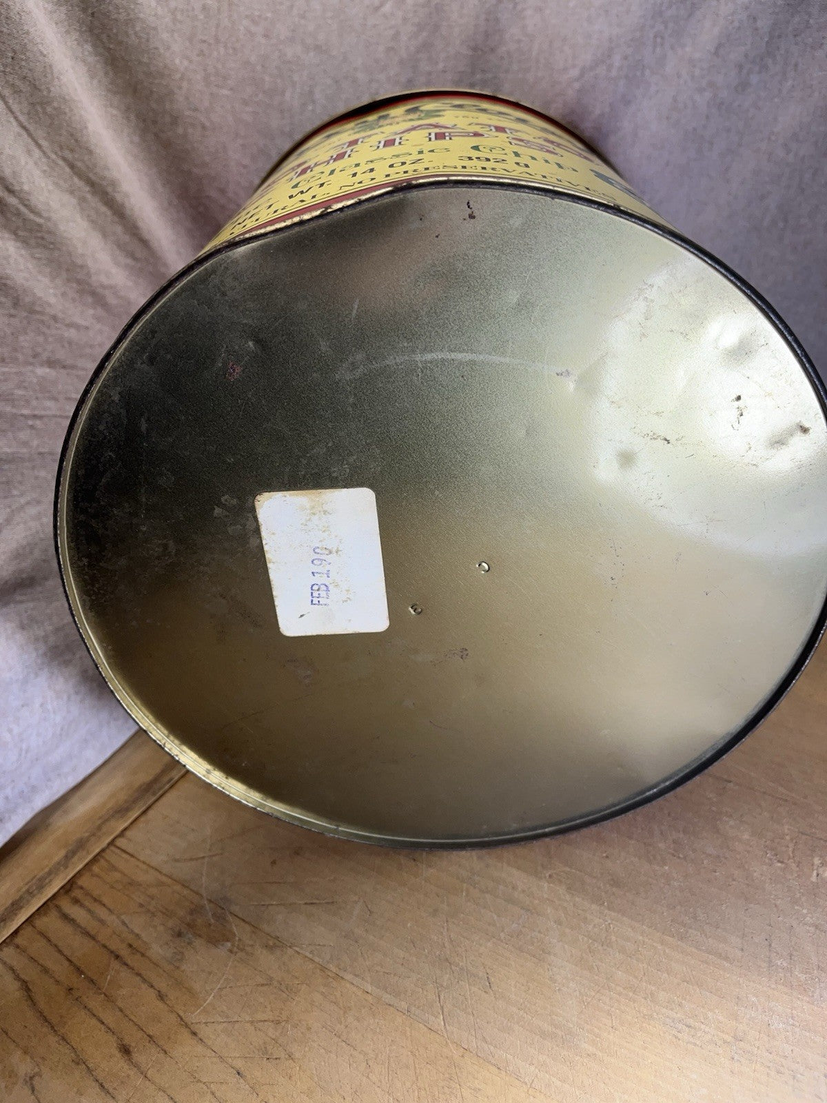 Vintage Kitty Clover Potato Chip Tin 14oz 1983 RED Retro Advertising