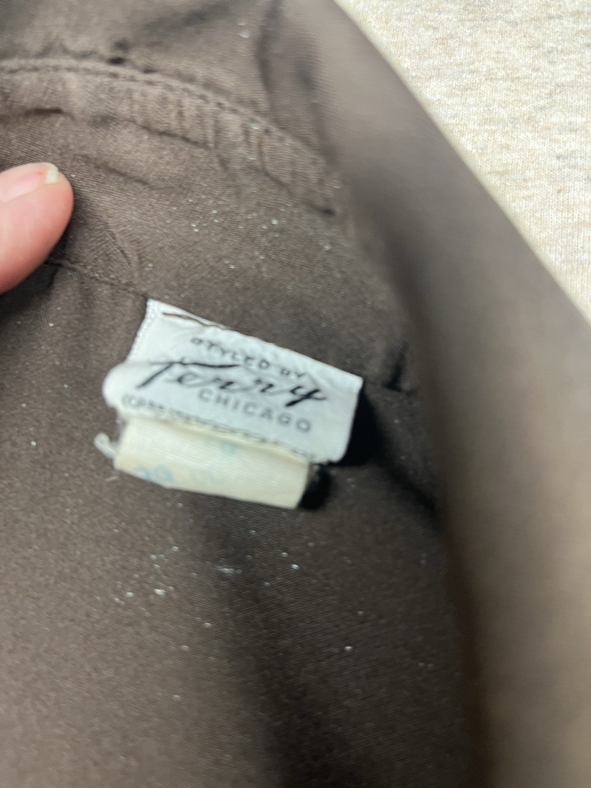 1960s, 70s Women’s L Sleeve Brown Nylon Ruffled Top