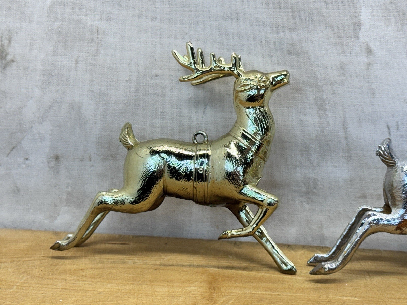 Three Vintage Plastic Reindeer Christmas #1056