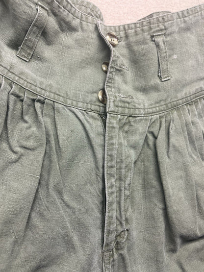 1980s Womens High Waisted Green Cotton Pants
