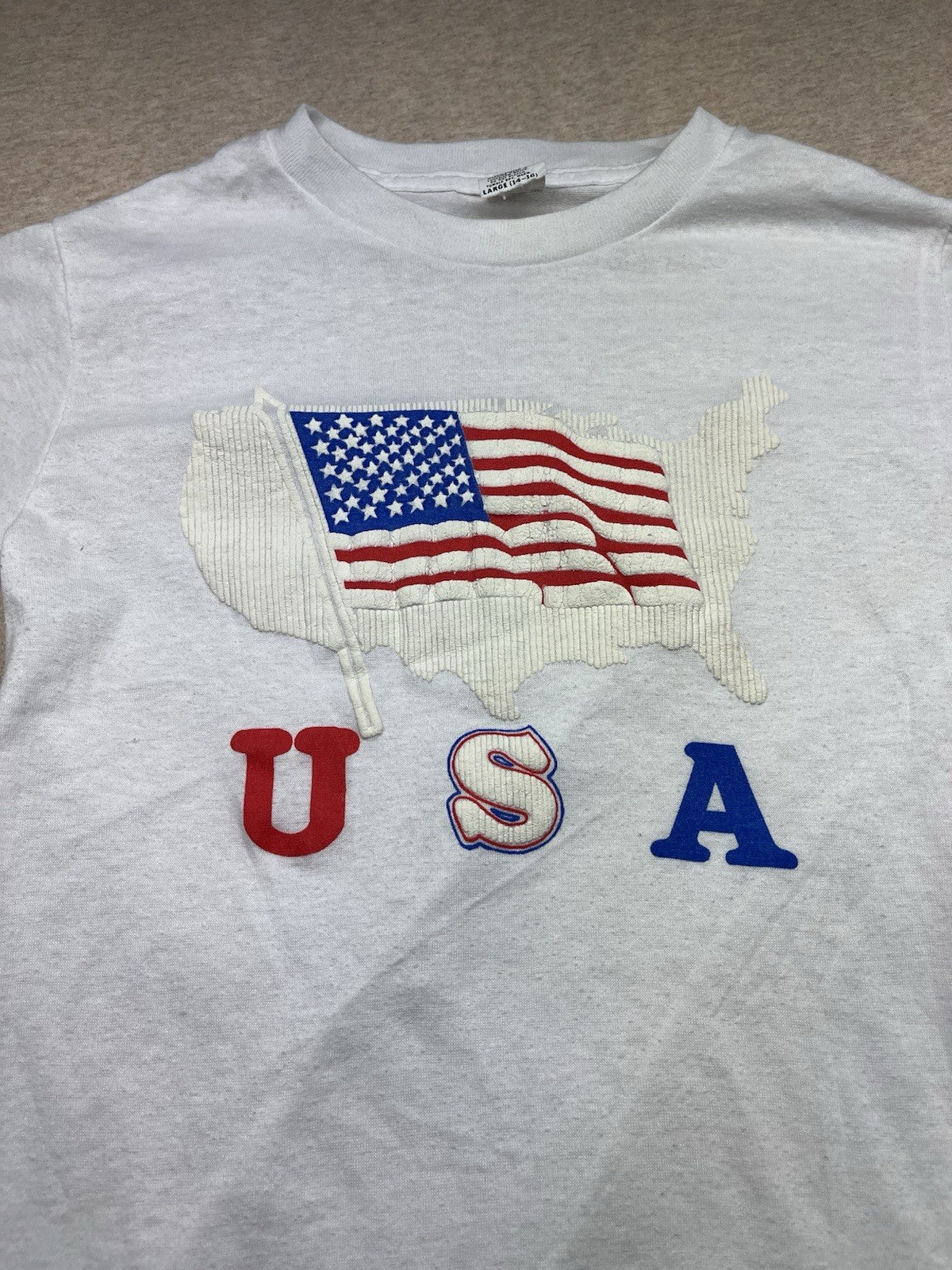 1980s Youth Wht USA S Sleeve Tshirt