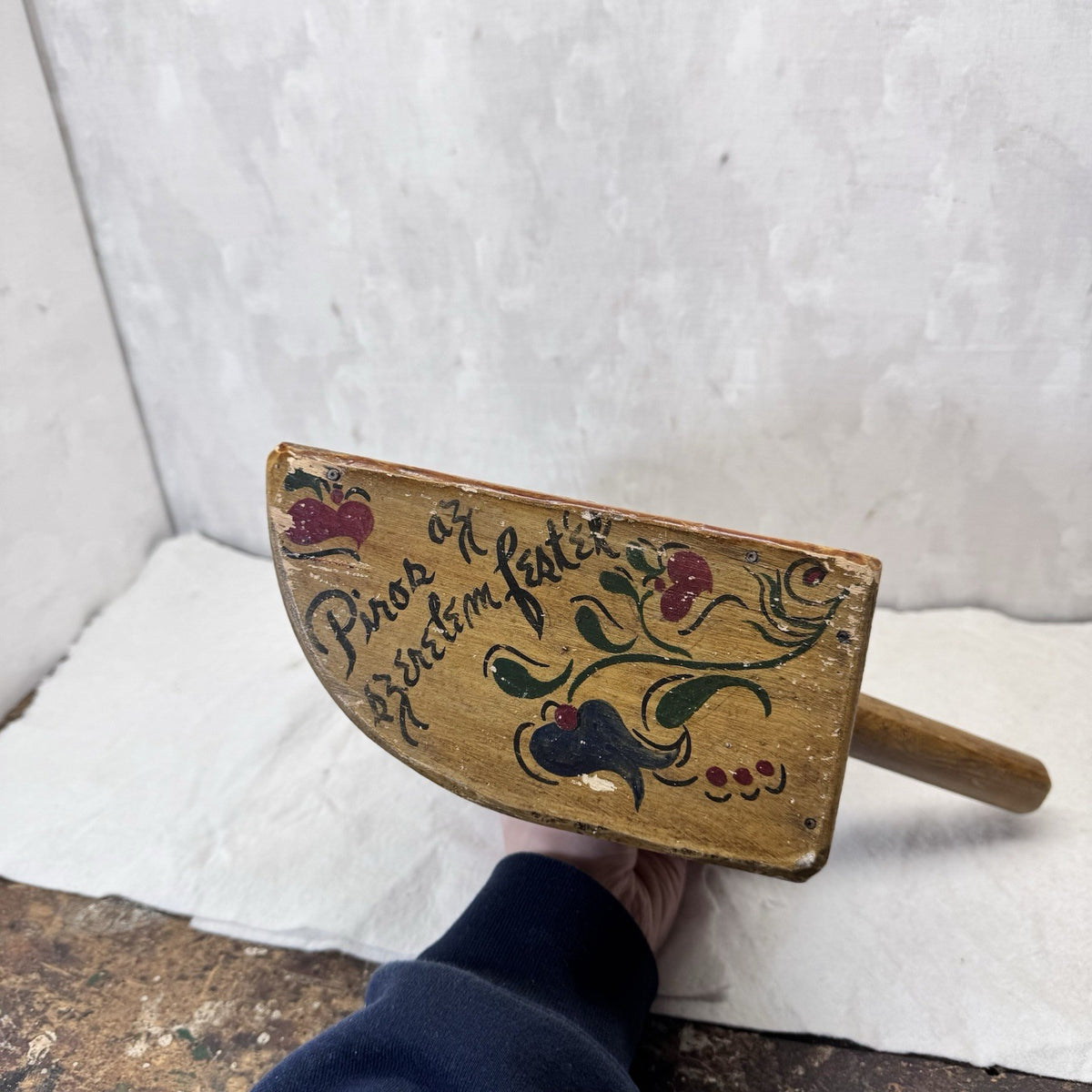 Wooden Folk Art Vintage Scoop Painted