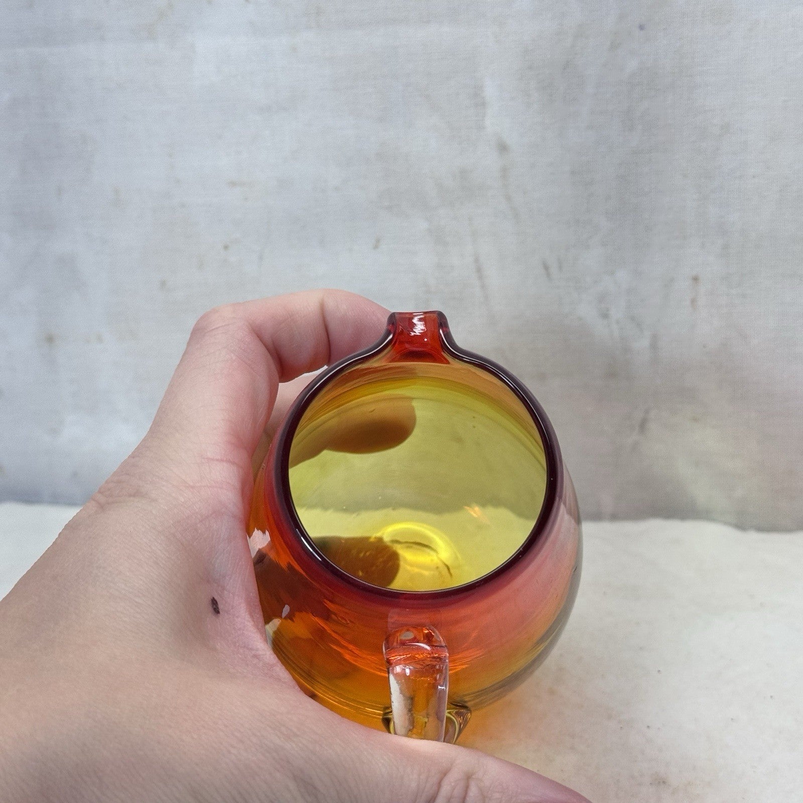 Amberina Glass Creamer Small Pitcher Vintage 
