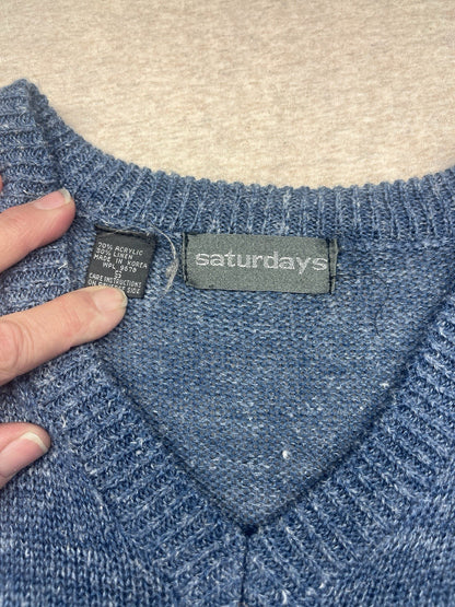 1980s Men’s Blue Diamond Pattern Knit Vest