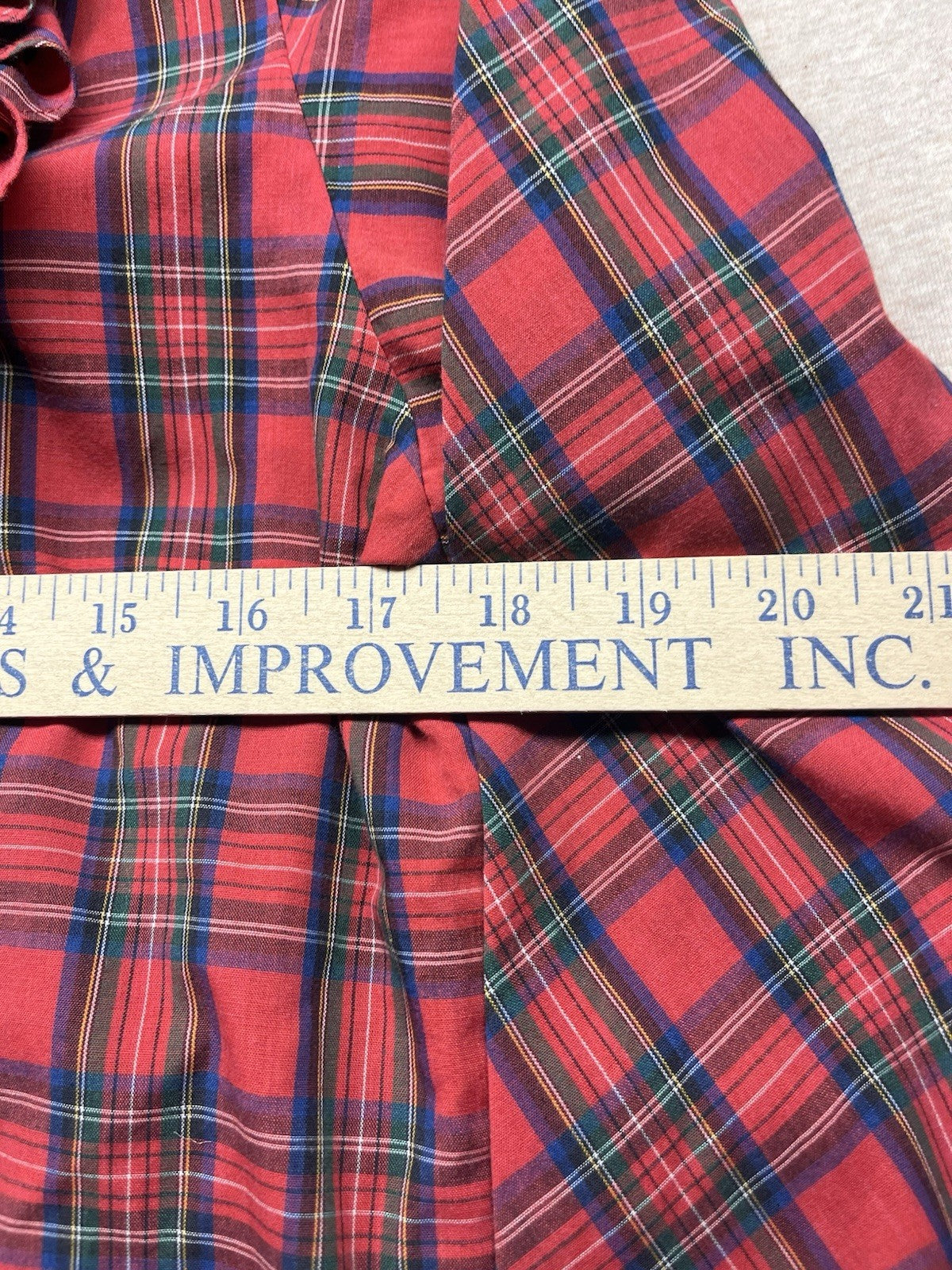 1970s, 80s Women’s Red Plaid Western L Sleeve Cotton Ruffles Top