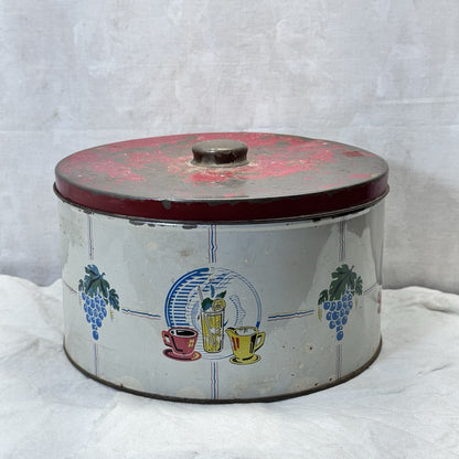 Vintage Rustic Kitchen Cake Canister Tin