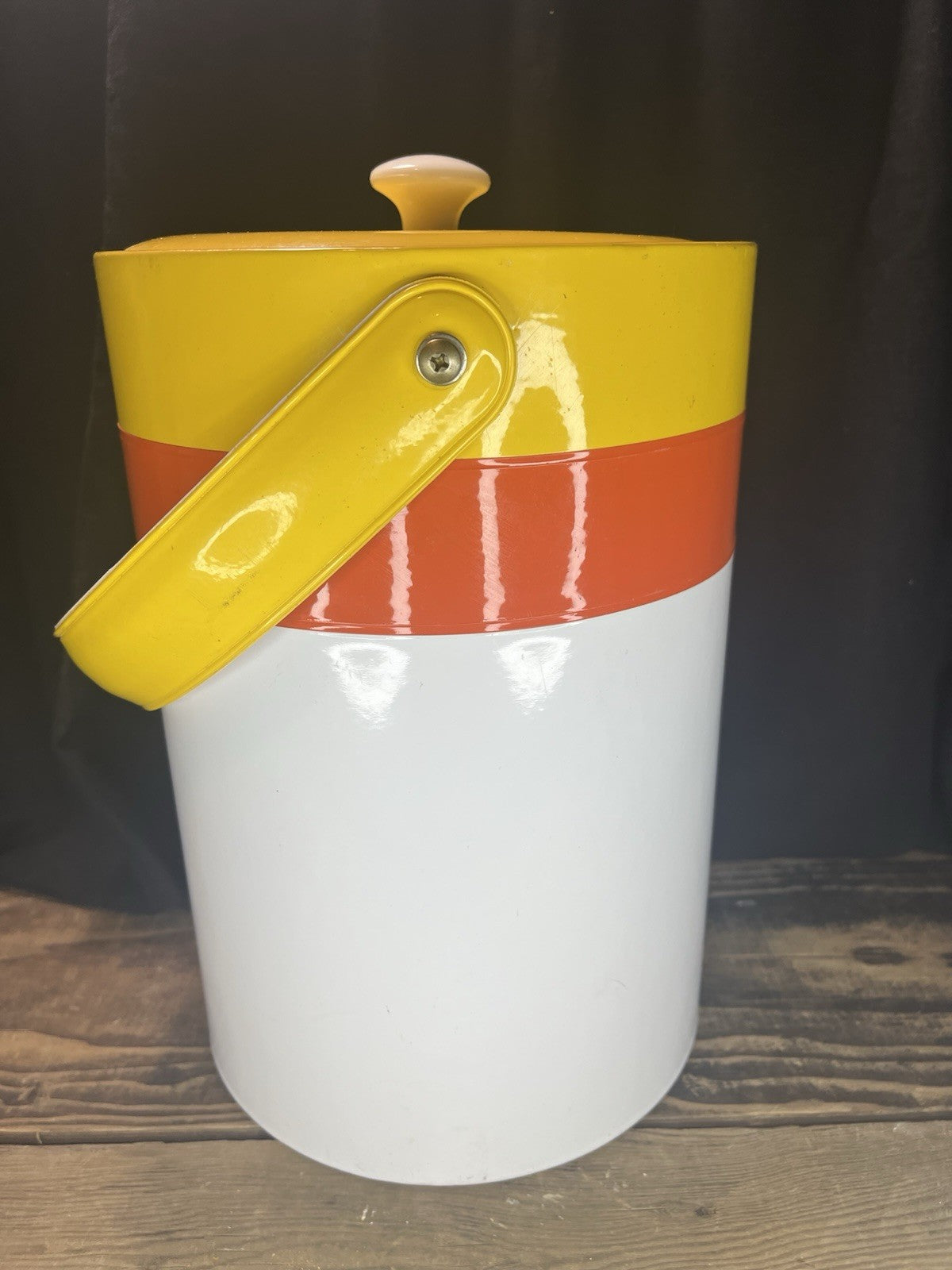 Mid Century Modern Multi Colored Cooler W/Handle Very Clean