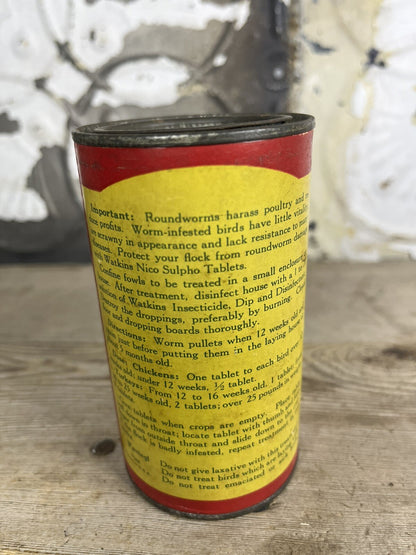 Vintage Collectible Watkins Composite Tin 4 1/2”h, 2 1/2” W