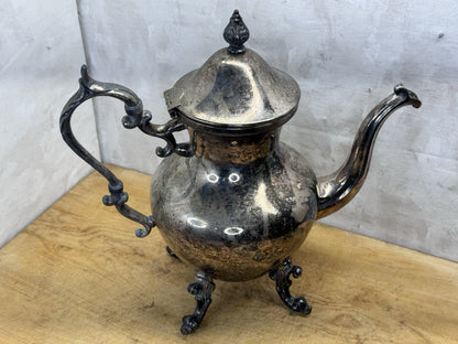 Silver Plated Heavy Ornate Coffee Pot Vtg #1317