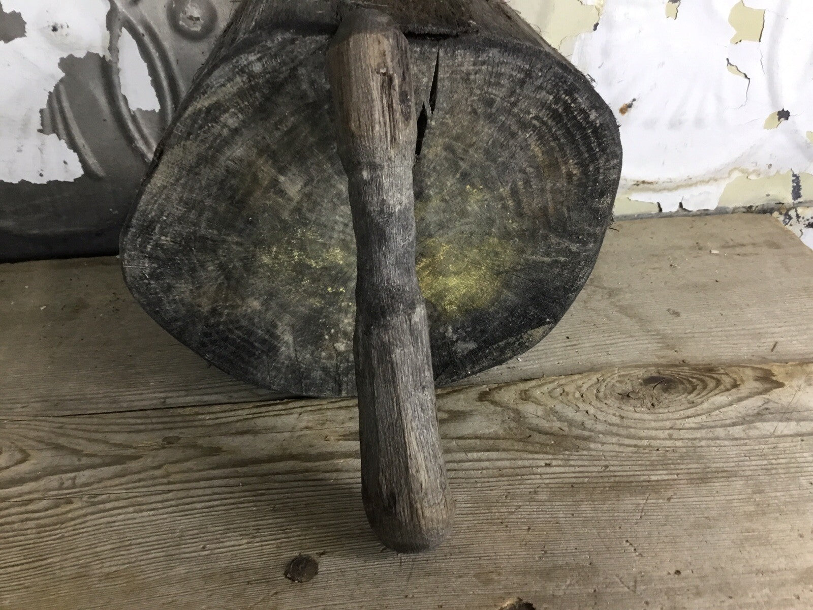 Primitive Antique Morter And Pestal With Repairs, Farm Decor, Home Decor