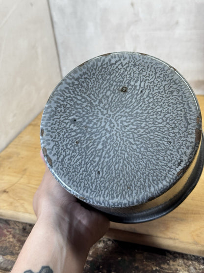 Grey Swirl Splatter Enamelware Mini Bucket Vintage #S-1866