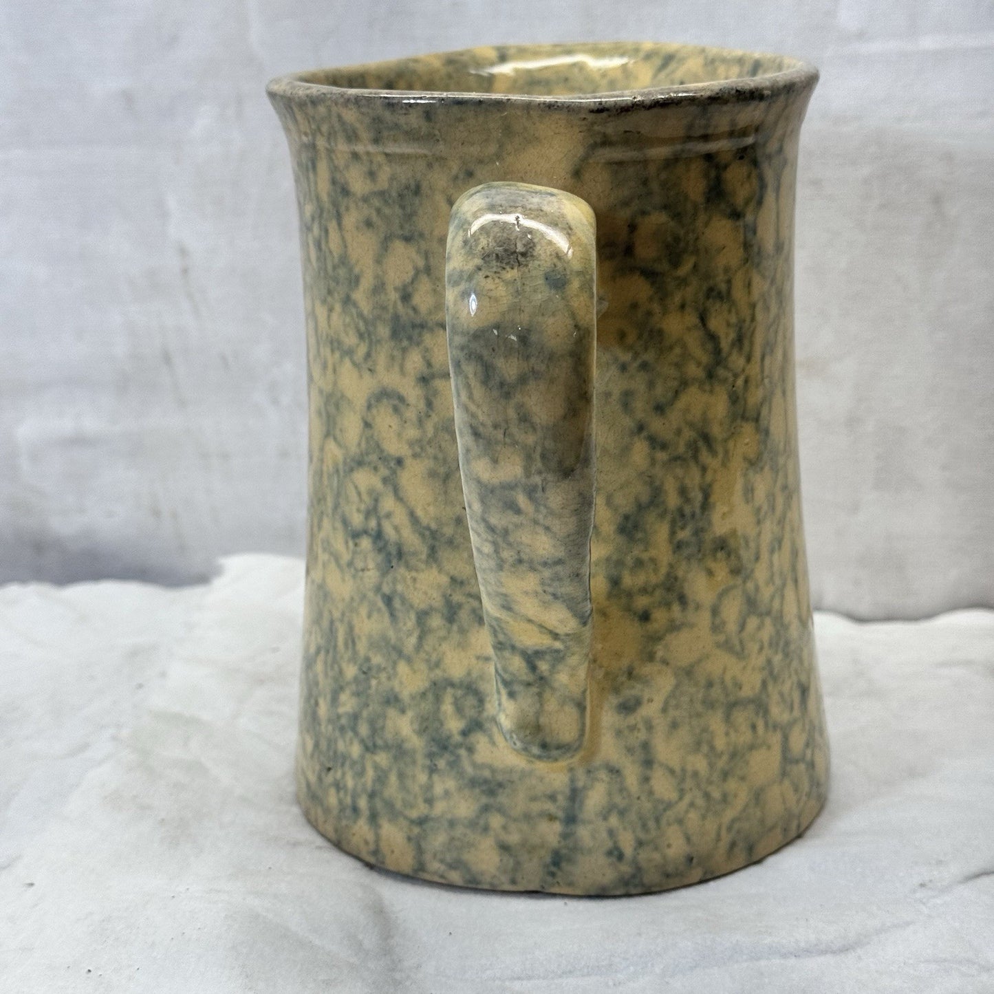 Stoneware Spongeware Pottery Pitcher Vintage