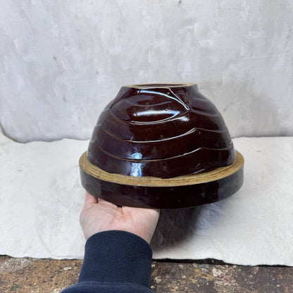Brown Stoneware Kitchen Bowl Vintage