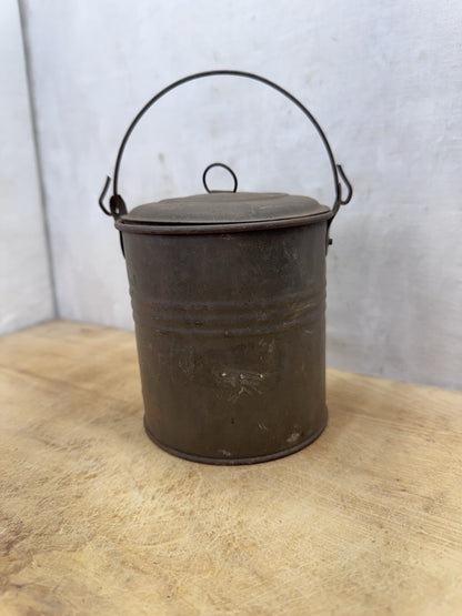 Small Metal Berry Bucket With Lid Vtg #S-1533