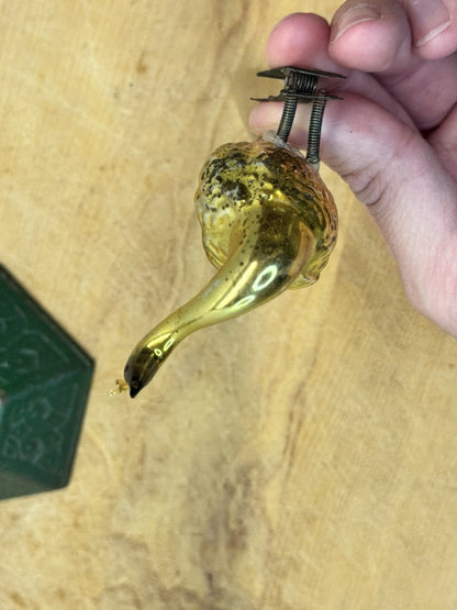 Gold Antique Glass Bird Clip On Ornament￼#1486
