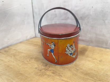 Vintage 1930s Sports Lithograph Metal Lunchbox by Ohio Art #1391