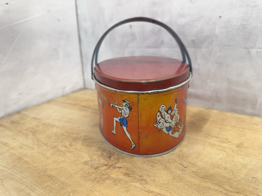 Vintage 1930s Sports Lithograph Metal Lunchbox by Ohio Art #1391