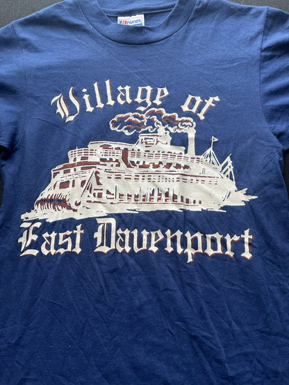 1980s Village Of Davenport Blue Hanes Tshirt