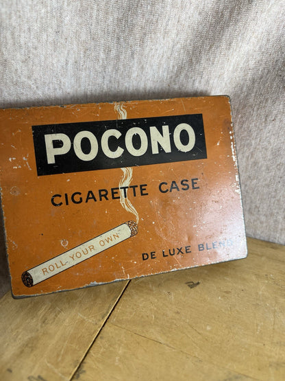 Vintage POCONO CIGARETTE CASE DE LUXE BLEND - ROLL YOUR OWN Tin