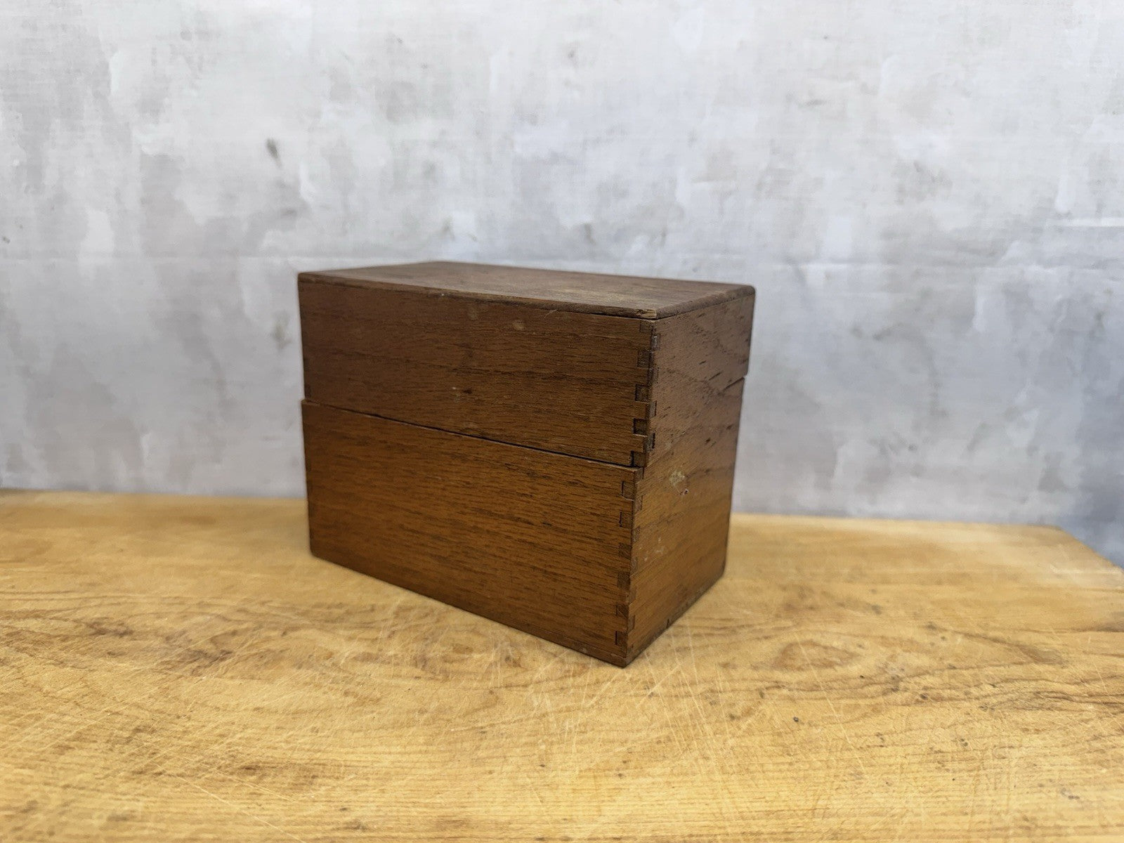 Wooden Dovetail Recipe Box Vintage #1058
