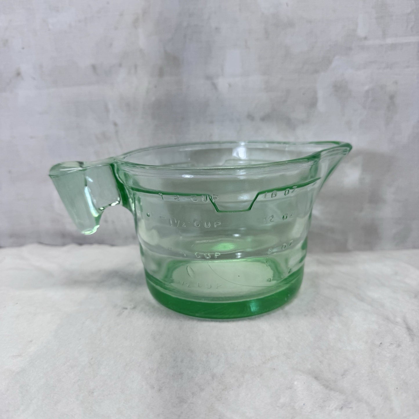 Green Uranium Glass Measuring Cup Vintage 