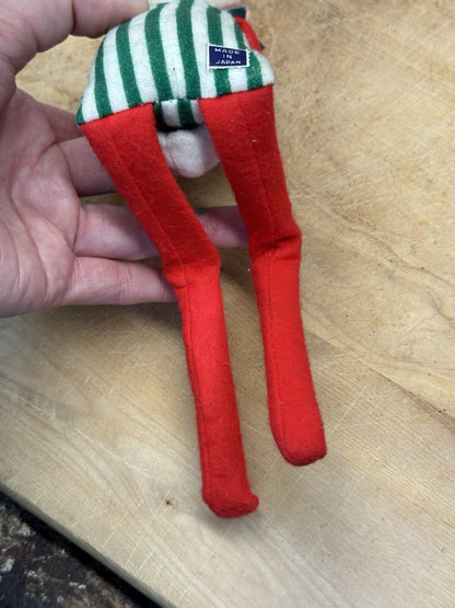 Japan Knee Hugger Elf Green Striped Christmas Vtg #1504