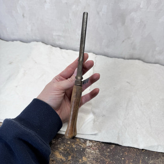 Vintage Cordless Metal Curling Iron Wooden Handle