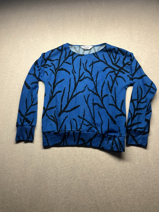 1970s, 80s Women’s Blue Pattern L Sleeve Knit Light Sweater