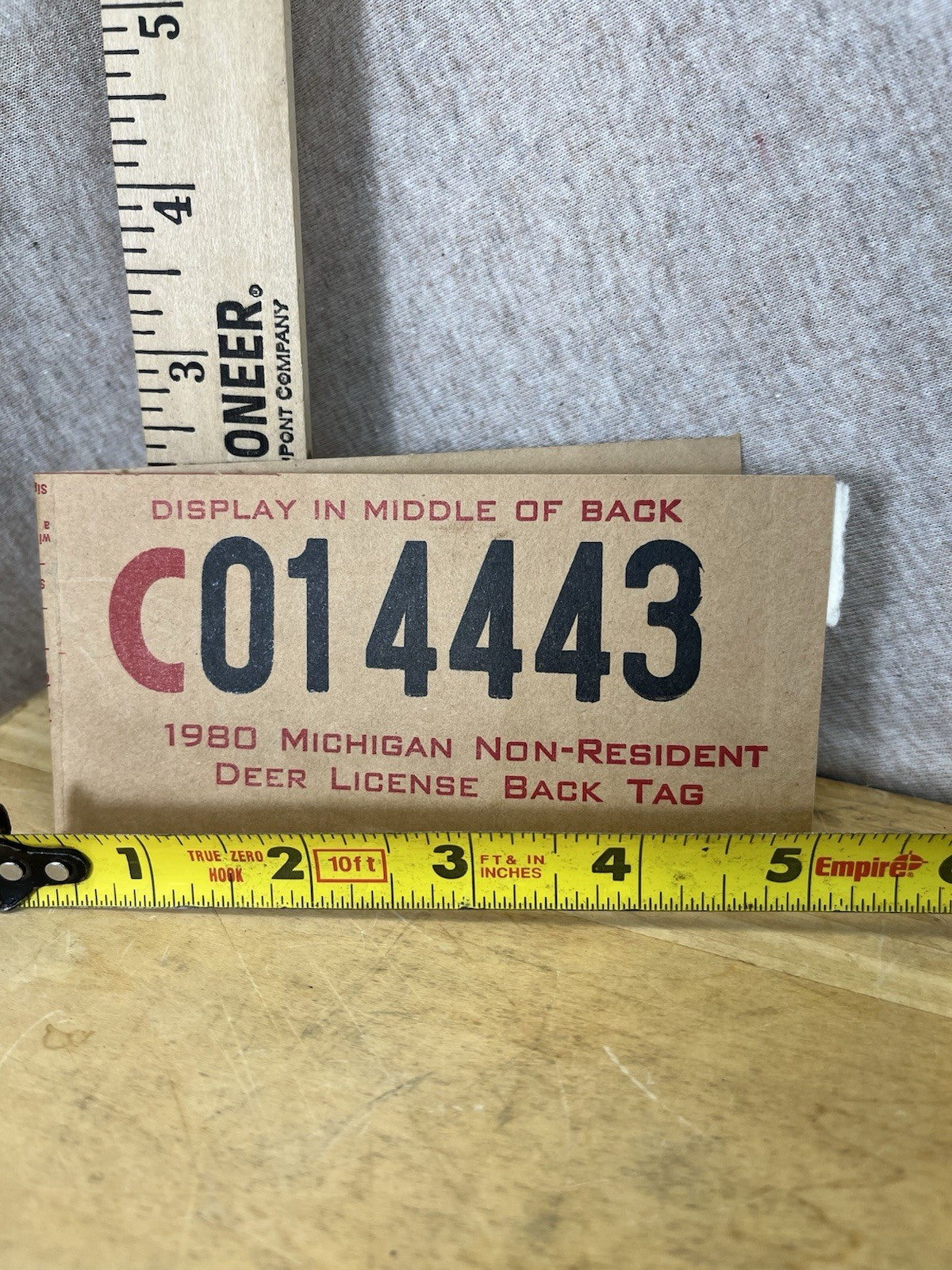 Michigan 1980 Non Resident Deer Back Tag (C014443)