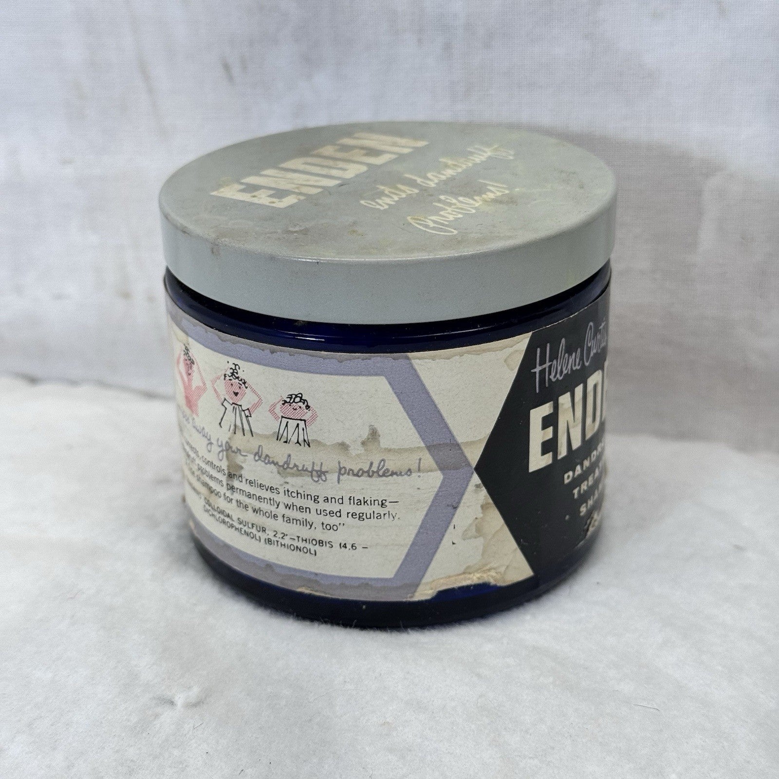 Helene Curtis Enden Dandruff Treatment Shampoo Vintage Jar