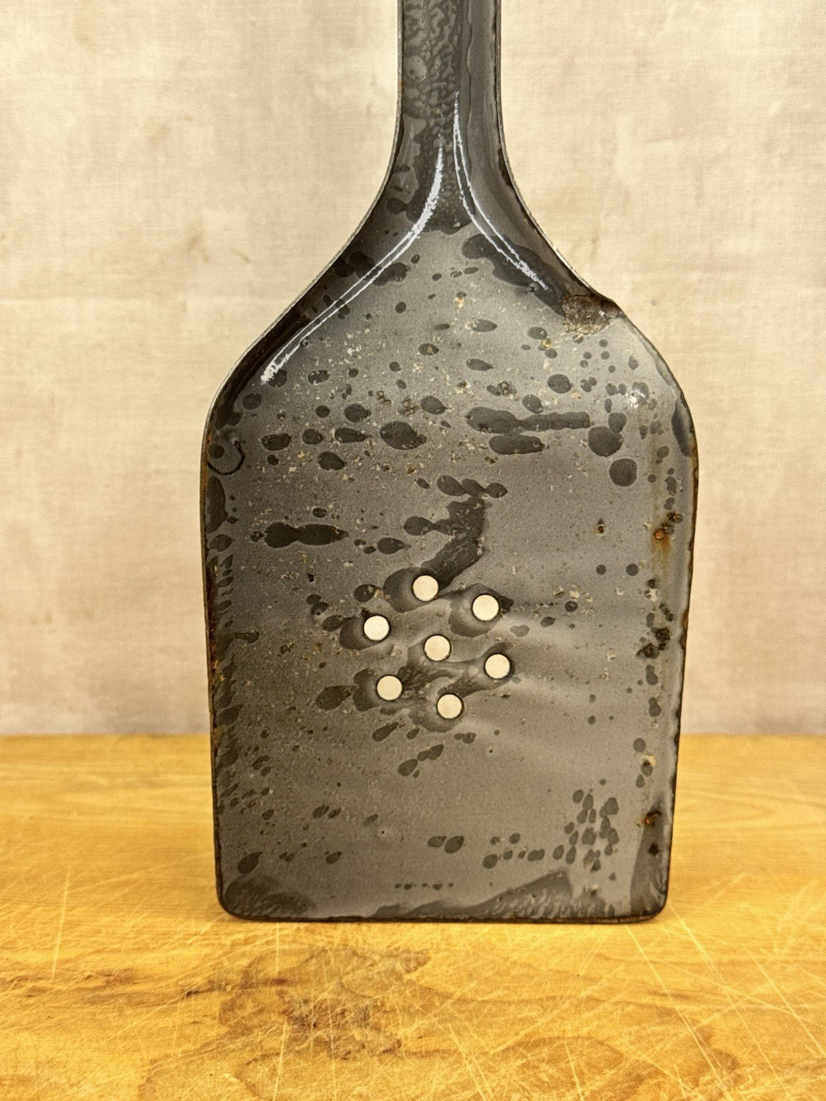 Grey Enamel Splatter Spatula Antique #1186