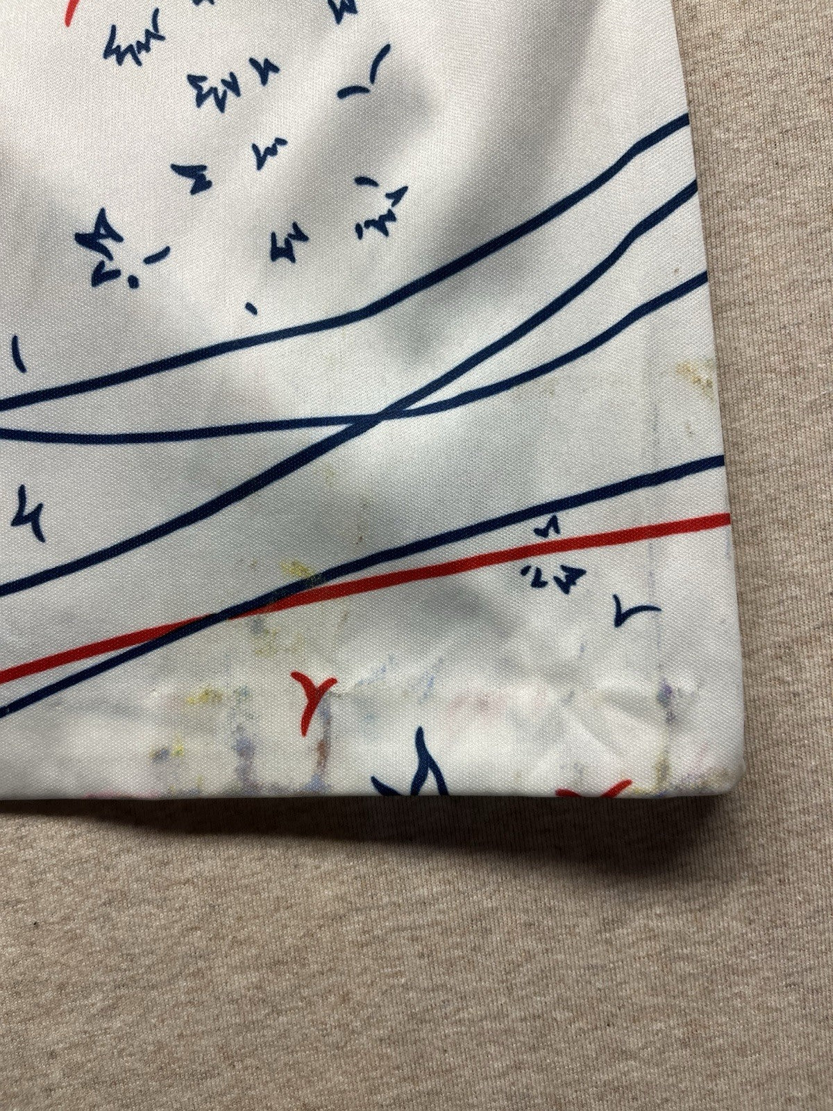 1970s, 80s Women’s White Flowered Knit S Sleeve Shirt 