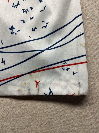 1970s, 80s Women’s White Flowered Knit S Sleeve Shirt 