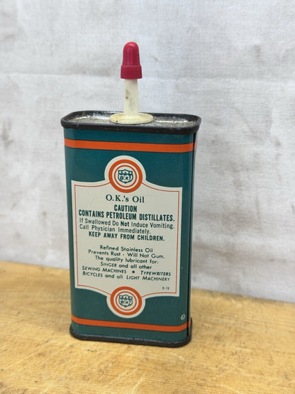 O.K.’s Sewing Machine Oil Can Vtg #1288