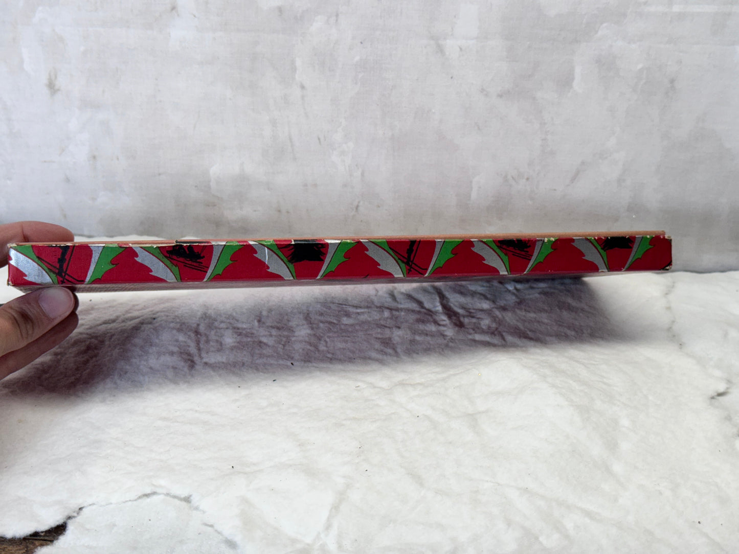 Skiing Sledding Christmas Box Empty Vintage #1939