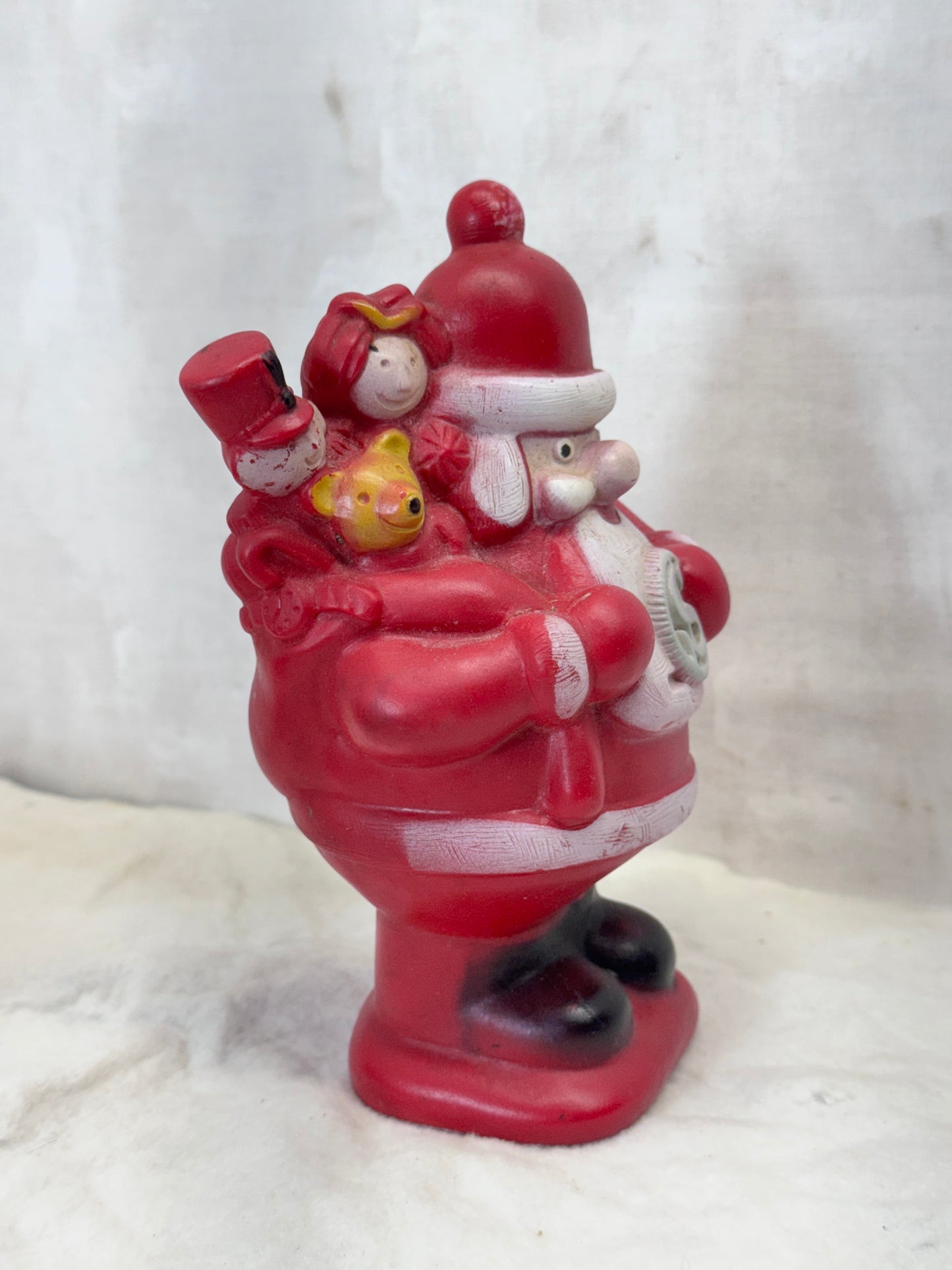 Vintage 1972 Christmas Club Santa Claus Red Rubber Plastic Coins Bank #1748