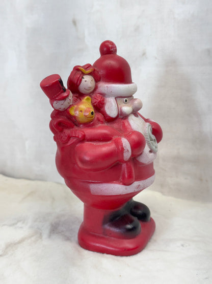 Vintage 1972 Christmas Club Santa Claus Red Rubber Plastic Coins Bank #1748