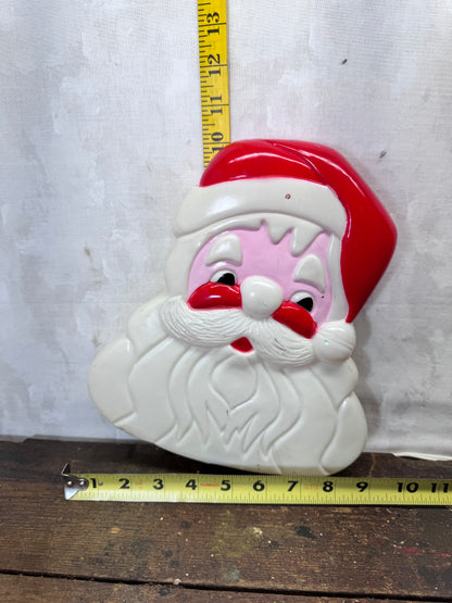 Christmas Light-Up Santa Face Double Sided Blow Mold Vtg #1733