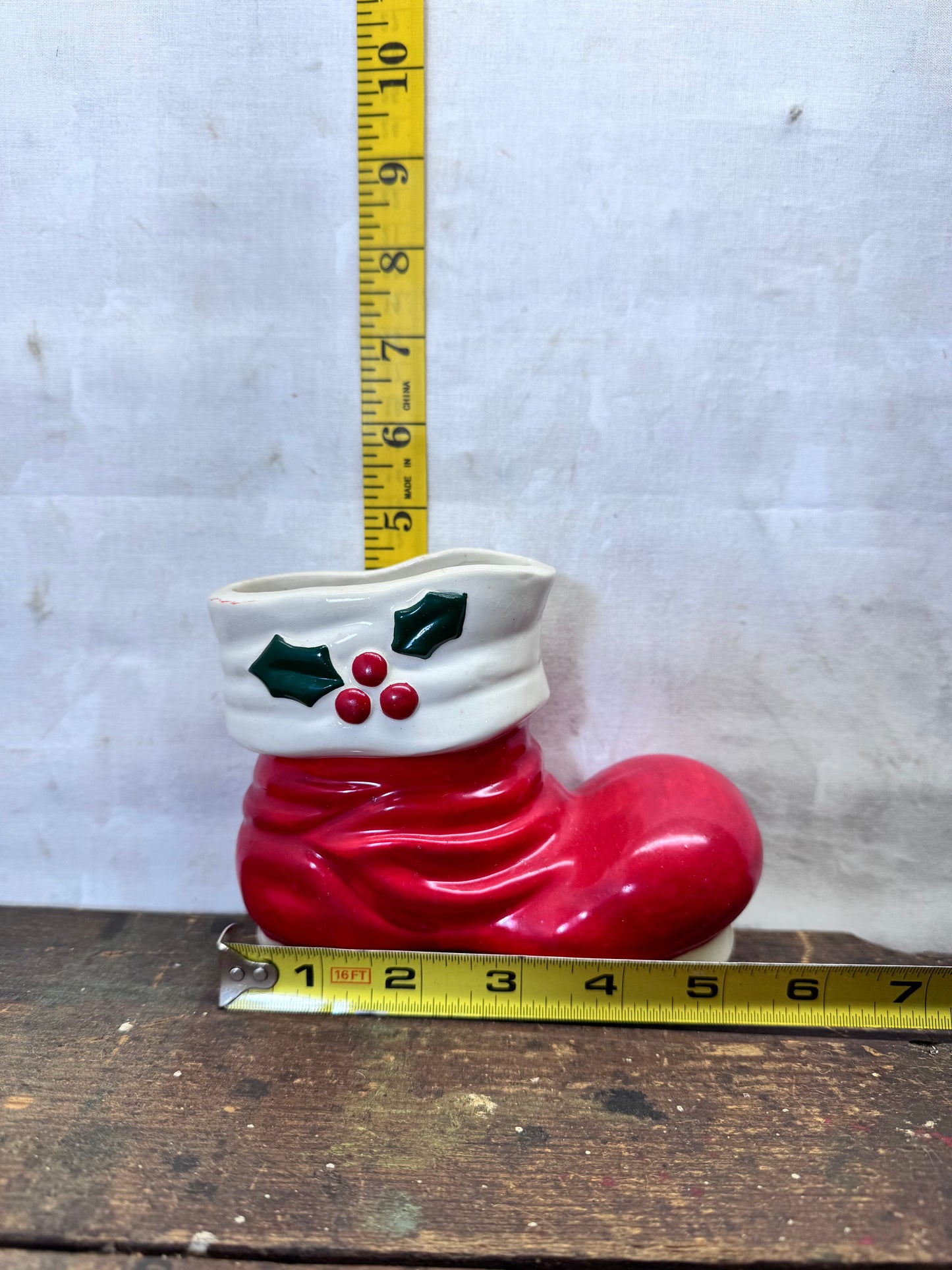 Holt Howard Santa Christmas Boot Vase Dish Vintage Japan 1960 Large #2055