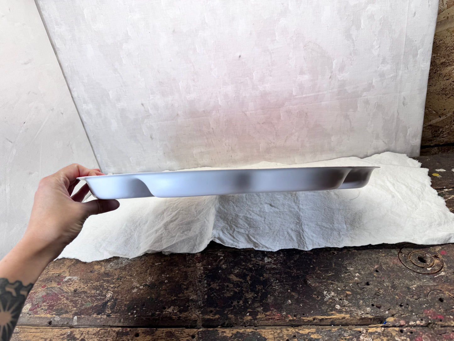 Christmas Hard Plastic Red Serving Tray Vintage #2074