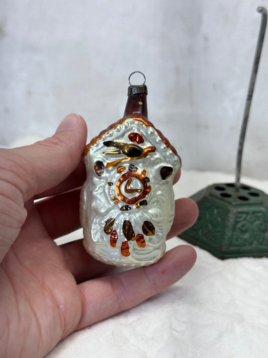 Vintage Antique German Christmas Ornament Cuckoo Clock #1796