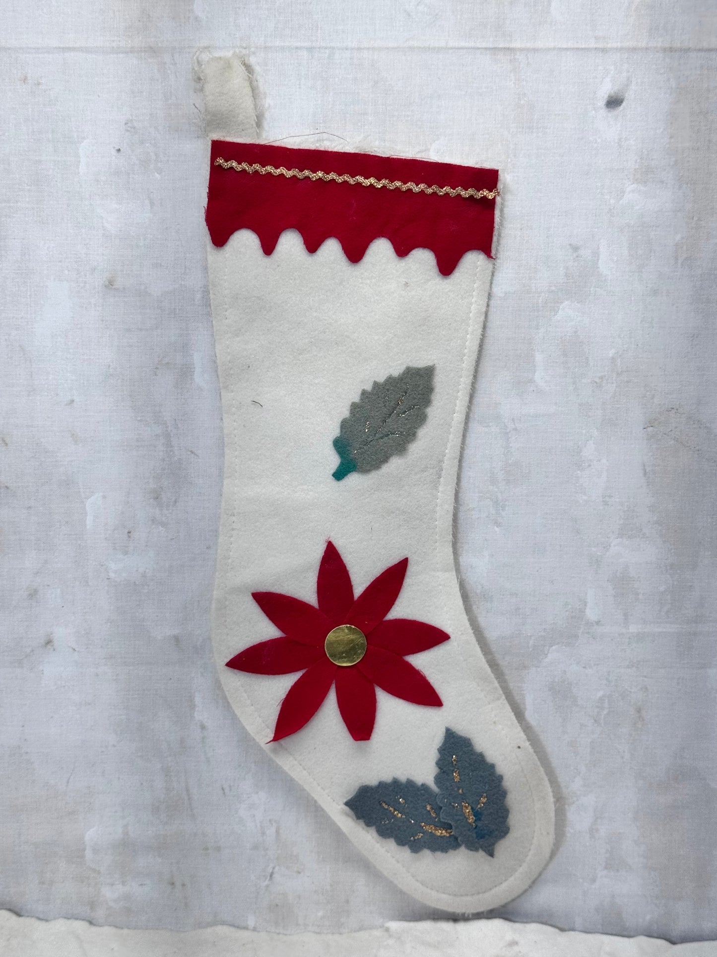 Japan White Christmas Stocking Vintage #1746