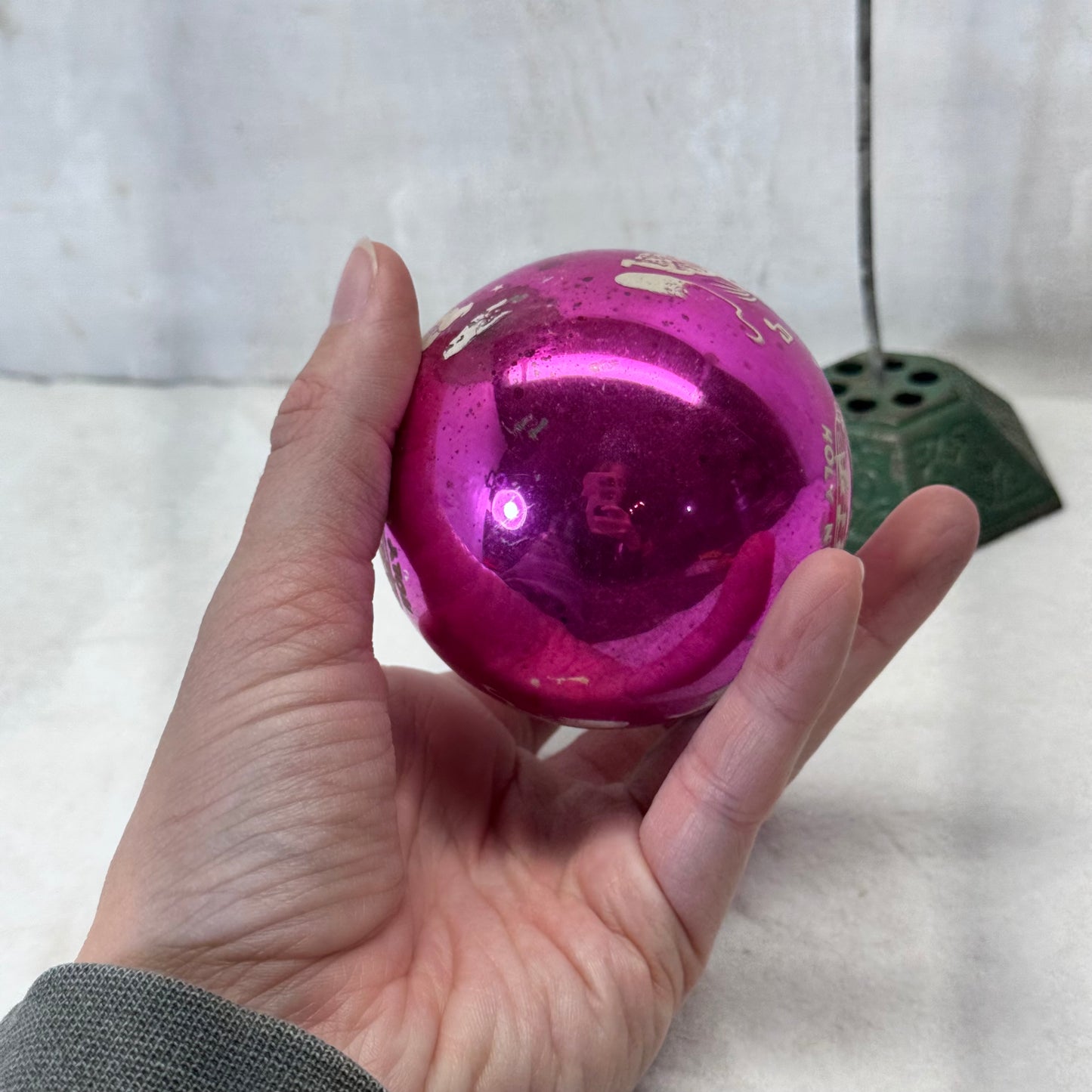 Pink Silent Night Glass Ornament Shiny Brite Vintage #2063