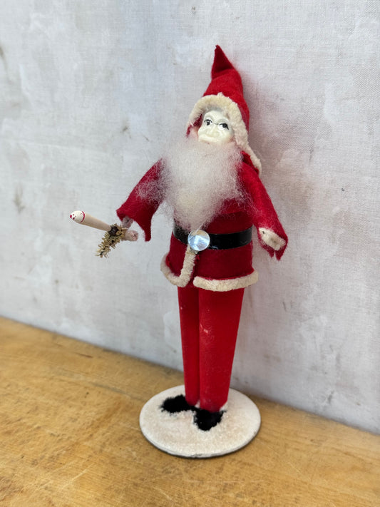 Vintage Putz Santa w Candle & missing Bell Japan #1681