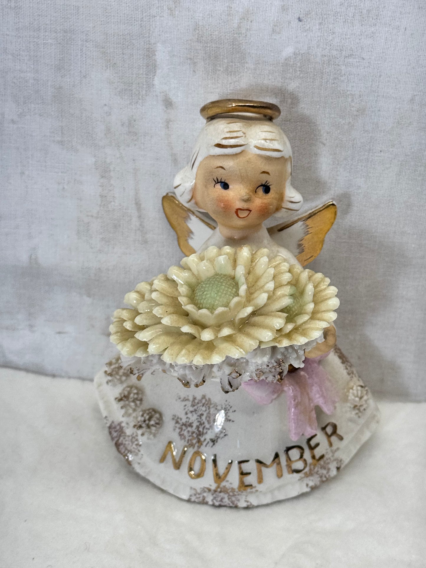 Lefton November Angel Figurine Topaz Vintage #1865