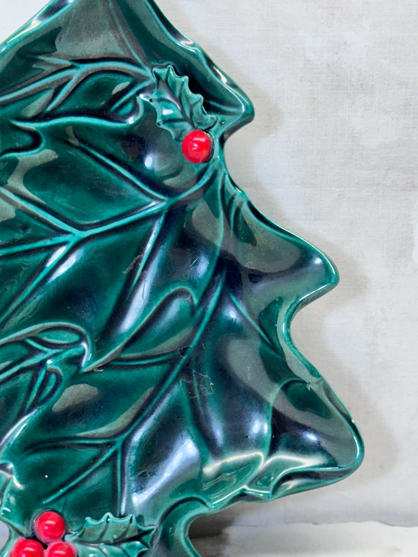 Vintage Lefton Japan Holly Berry Christmas Tray #1745