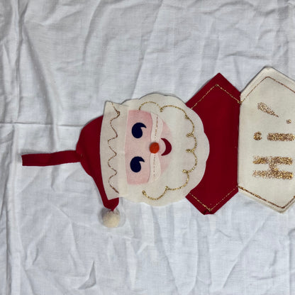 Santa Christmas Japan Fabric Card Holder Vintage #2189